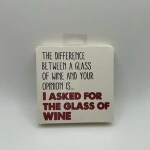 Humorous Wine Quote Bar Coaster (pack includes 6 paper coasters)